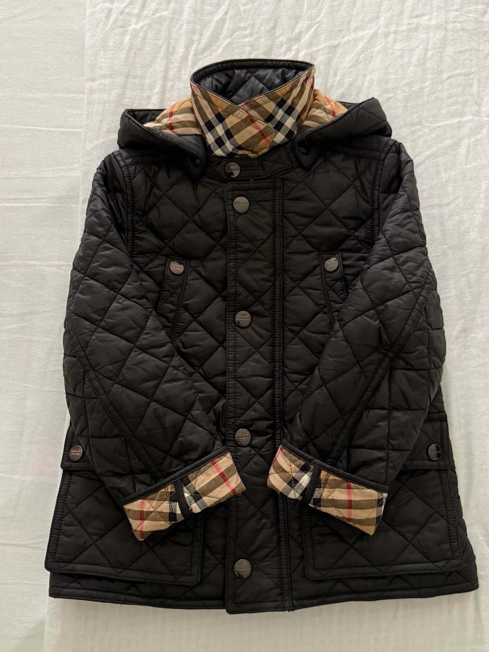 BURBERRY Kids Classic Black Quilted Jacket - Size 4